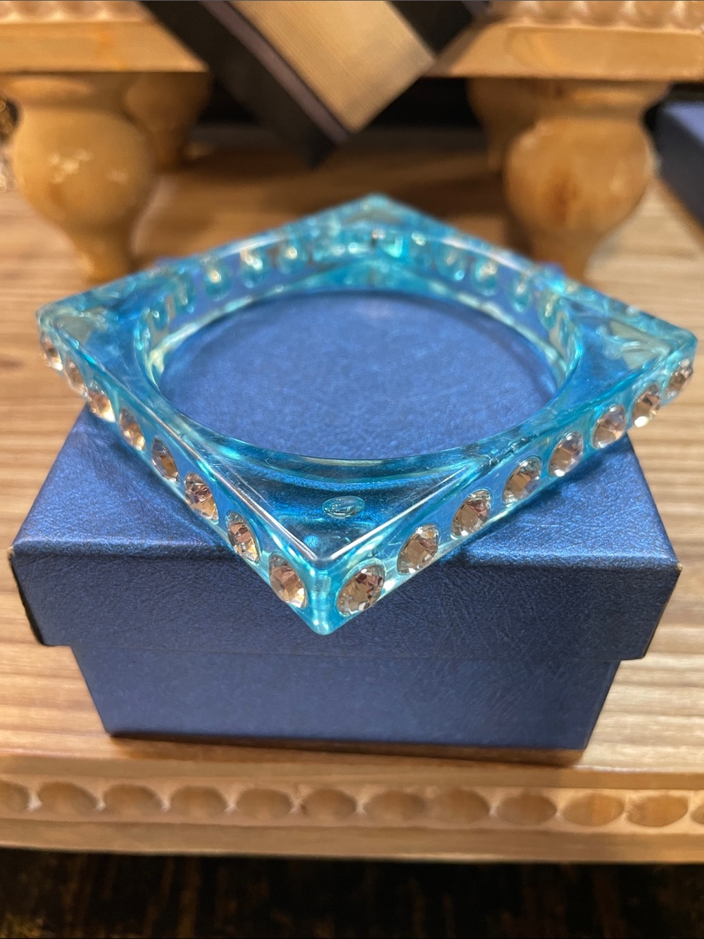 Blue Square Rhinestone Bracelet